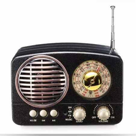 רדיו בעיצוב וינטג' משולב רמקול Bluetooth - אפור