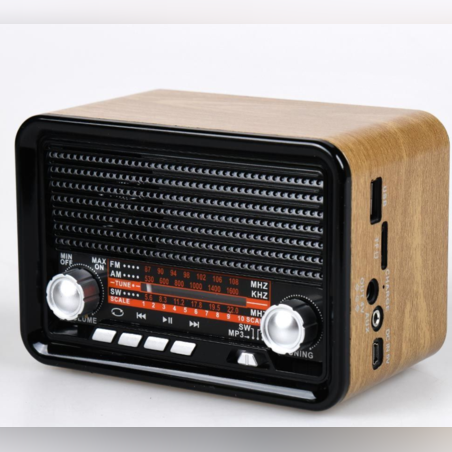 רדיו בעיצוב וינטג' משולב רמקול Bluetooth - שחור