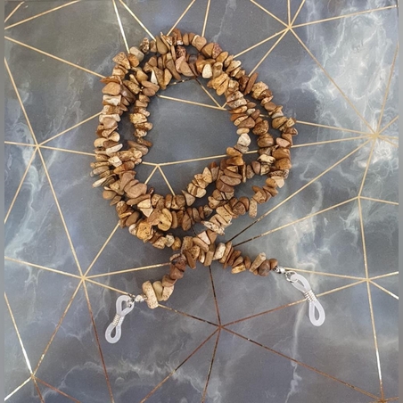 שרשרת למשקפיים אבנים חומות