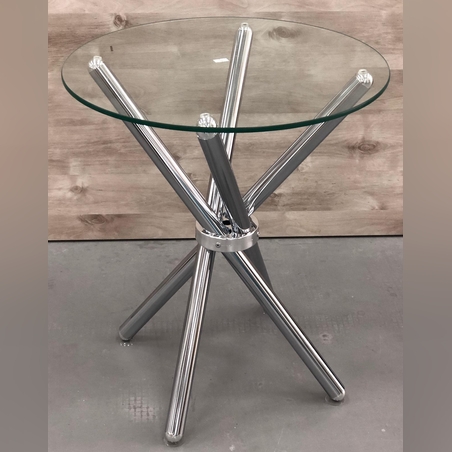 שולחן זכוכית קטן כסף