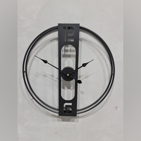 שעון - עגול שחור פס 12- 6 - קוטר 60