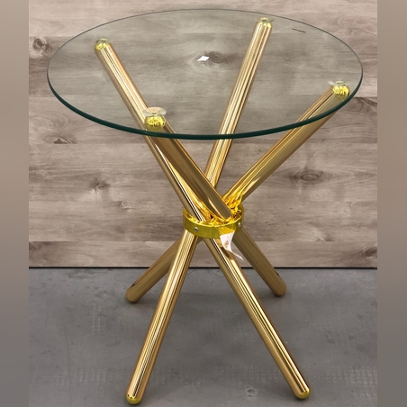 שולחן זכוכית קטן זהב