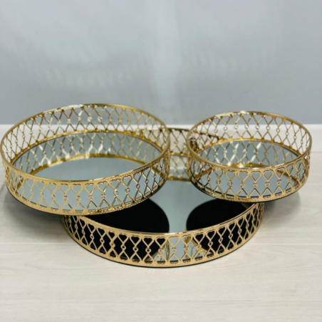 קערות עגולות מראה בעמצאה -בצבע זהב מסביב 1#