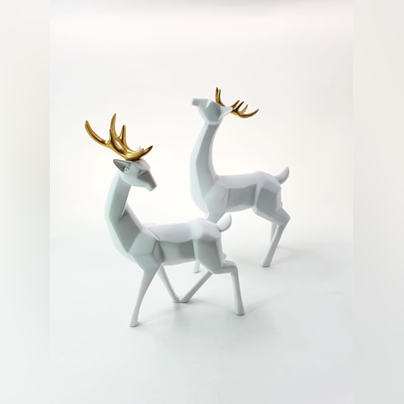 זוג צבאים לבן זהב