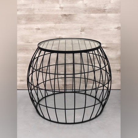 שולחן זכוכית גדול קרוסלה בציפוי שחור