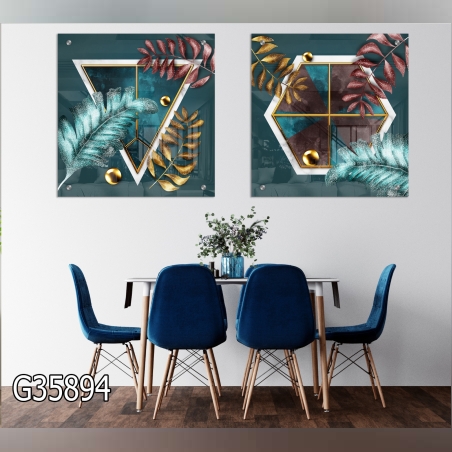 זוג תמונות מודפסות על זכוכית מרובע G35894