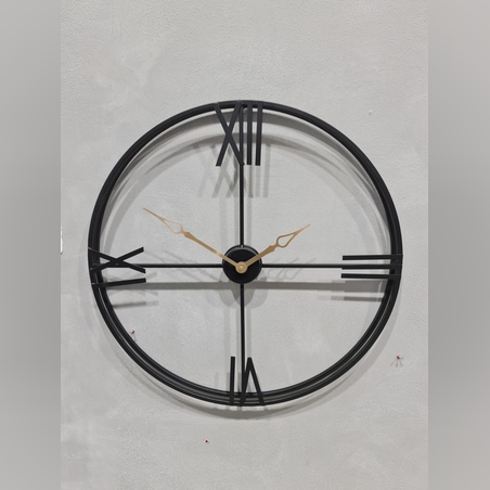 שעון - עגול שחור זהב - קוטר 60