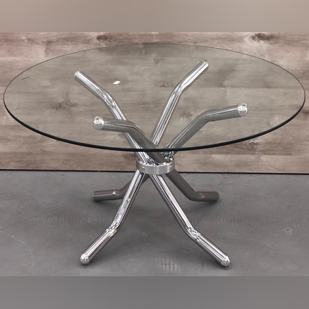 שולחן זכוכית גדול כסף