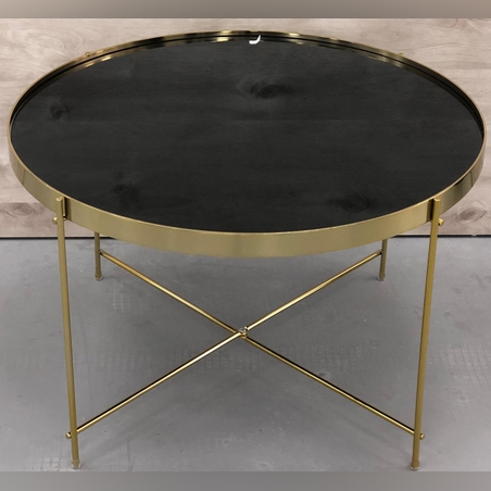 שולחן זכוכית קטן בציפוי זהב