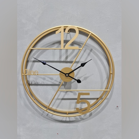 שעון - עגול זהב מספרים 12-5 - קוטר 60