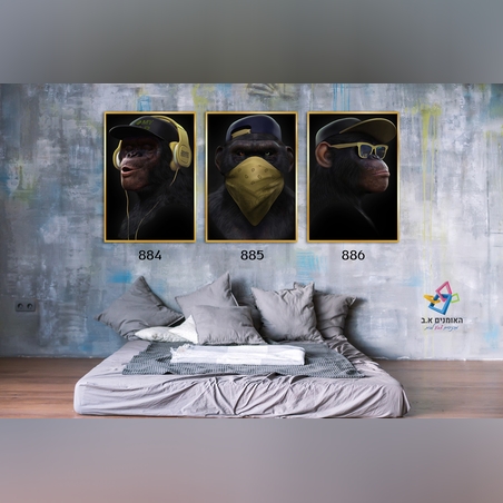 שלישיה ממוסגרת דגם:קופים