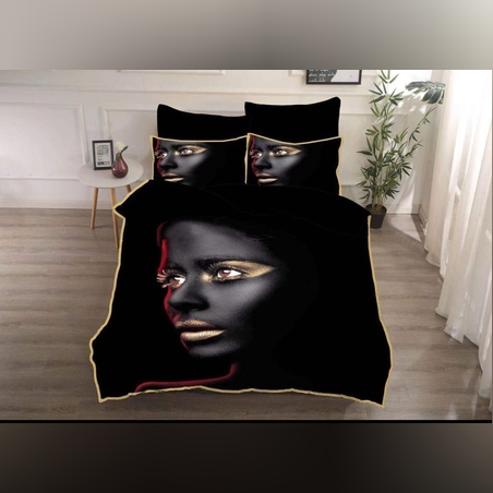 דגם: הדפס פאנל דיגיטלי - אישה מבט ברקע שחור - סט זוגי בלבד