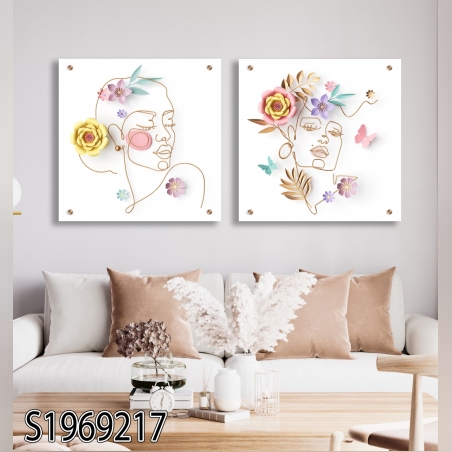 זוג תמונות מודפסות על זכוכית מרובע S1969217