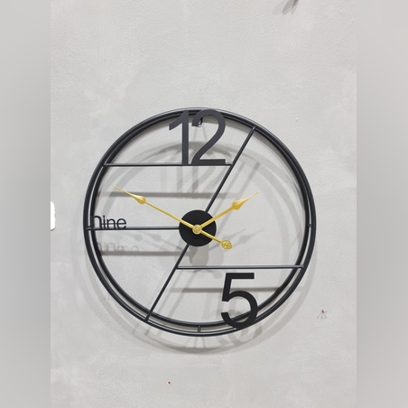 שעון - עגול שחור 12-5 - קוטר 60