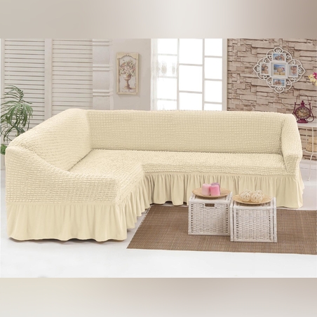  כיסוי סלון פינתי שמנת