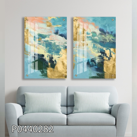 זוג תמונות מודפסות על זכוכית מלבנית P0440282