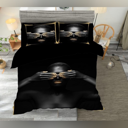 דגם: הדפס פאנל דיגיטלי - אישה סוגרת עיניים - סט זוגי בלבד