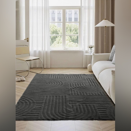 -שטיחי סלון דגם בוהו צבע אפור כהה