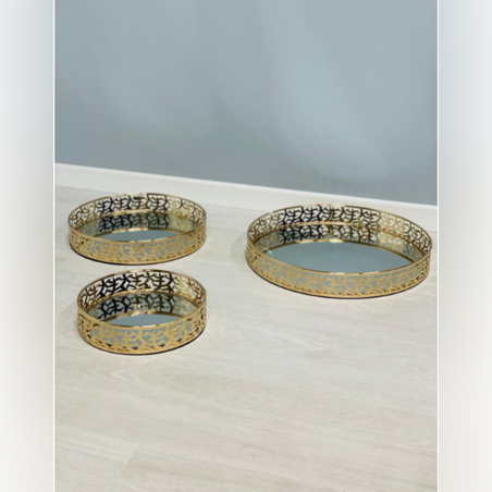 קערות עגולות מראה בעמצאה -בצבע זהב מסביב 3#