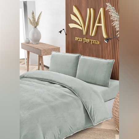 -                                                                                               - דגם זיג זג - סט מצעים פלנל