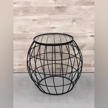 שולחן זכוכית קרוסלה בציפוי שחור