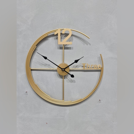 שעון - עגול זהב מספרים 12-3 - קוטר 60