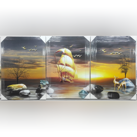 שלישית תמונות קנבס - שקיע בים