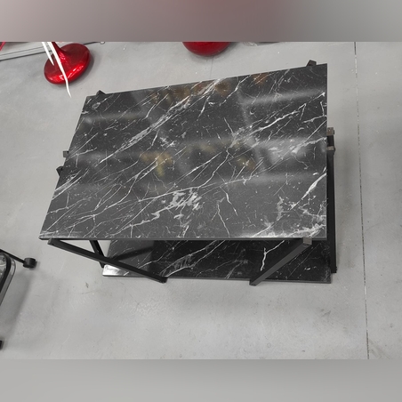 שולחן יחיד- צבע שחור ופסים לבנים עץ 3#