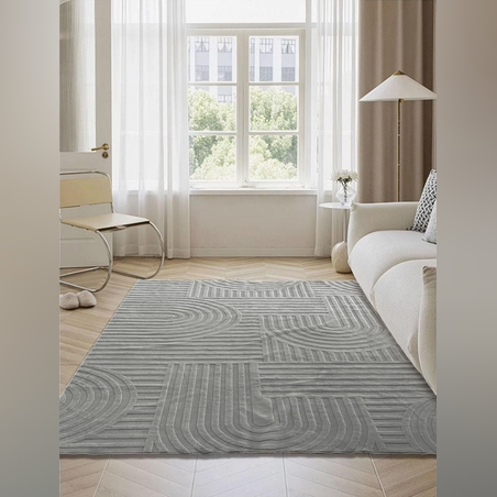 -שטיחי סלון דגם בוהו צבע אפור בהיר