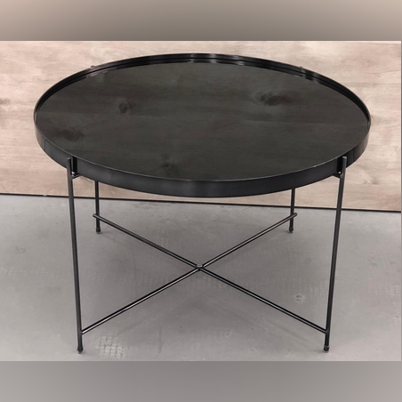 שולחן זכוכית קטן בציפוי שחור