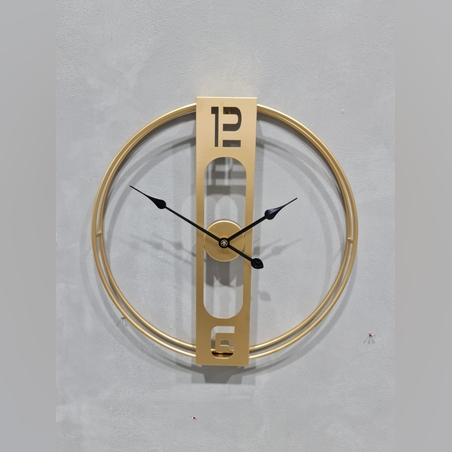 שעון - עגול זהב מספרים 12-6 - קוטר 60