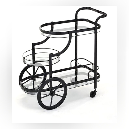 עגלת משקאות בצבע שחור שלוש קומות