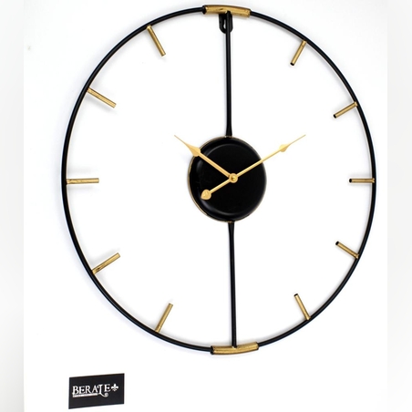 שעון עגול- שחור זהב קוטר 60 1608