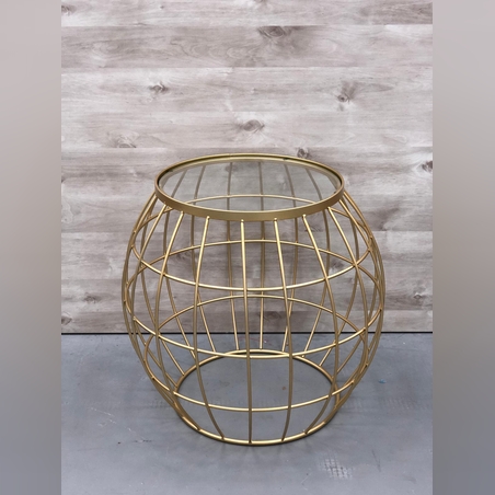 שולחן זכוכית קטן קרוסלה בציפוי זהב