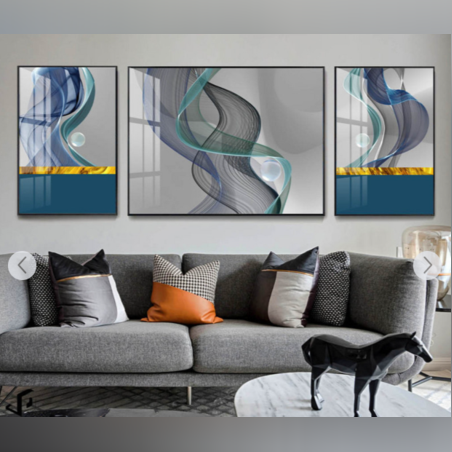 תמונה בשלושה חלקים לסלון בעיצוב מופשט מודרני דגם 4115455