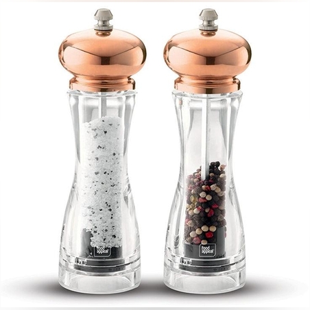 זוג מטחנות מלח/פלפל אקרילית ראש rose gold