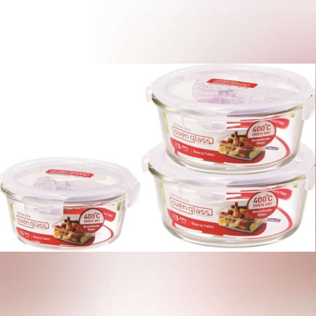 מארז 3 קופסאות זכוכית לאחסון מזון