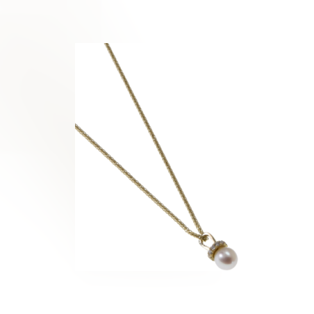 Classic Pearl  Necklace With Diamonds