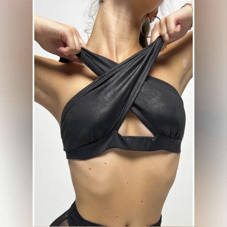 Top MISTERY black leather