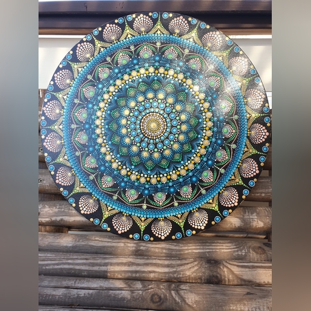 מנדלה / מנדלה נקודות/ ציור על עץ/ דגם 