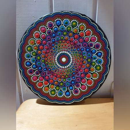 מנדלה / מנדלה נקודות/ ציור על עץ/ דגם 