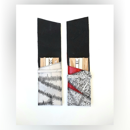 קלמר מעור עשוי בעבודת יד בטכניקת טלאים