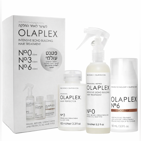 מארז אולפלקס 0+3+6 לשיקום שיער שעבר החלקה  -OLAPLEX