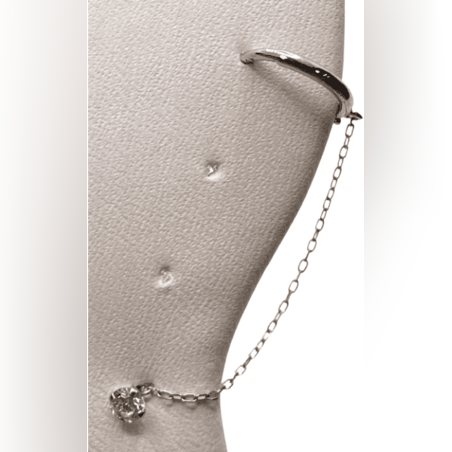 פירסינג עגיל שני חורים חישוק ואבן