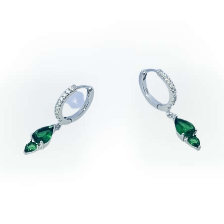 עגילי כסף טיפה ירוקה