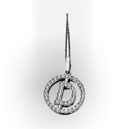 תליון אות D זהב 14K משובצת זרקונים