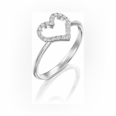 טבעת Isabella - לב חלול משובץ יהלומים מסביב