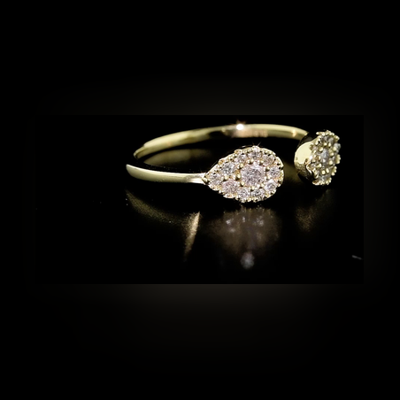 טבעת מדלן - זהב 14K משובצת יהלומים פתוחה