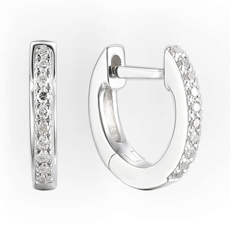 חישוקים קטנטנים זהב לבן 14K משובצים יהלומים