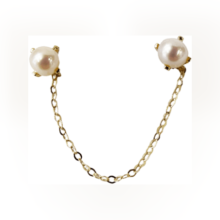 פירסינג עגיל שני חורים פנינים